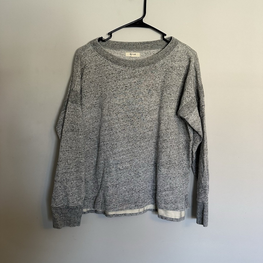 Madewell Womens Grey Heathered Pullover Sweatshirt Round Neck Long Sleeve Medium